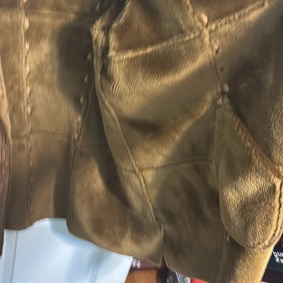 Dennis Basso Coat | Faux Suede Brown Button Up Coat | size 1X - Picture 5 of 8